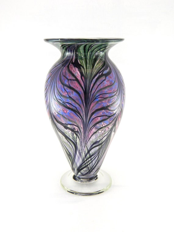 Hand Blown Art Glass Vase Amethyst Purple and by ParadiseArtGlass