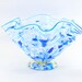 Hand Blown Art Glass Bowl - Freeform - Aquamarine Blue, Pale Blue, Lapis Blue, and White - Ocean