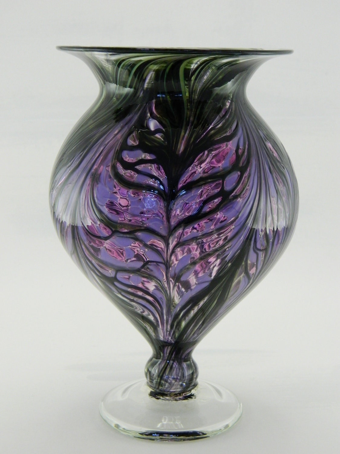 Hand Blown Art Glass Vase Purple and Lavender