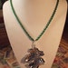 Huge Tibetan Silver Oak Leaf Pendant on Green Satin Cord