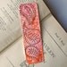 Paisley Bookmark Coral and Orange original Pen and Ink Watercolor art