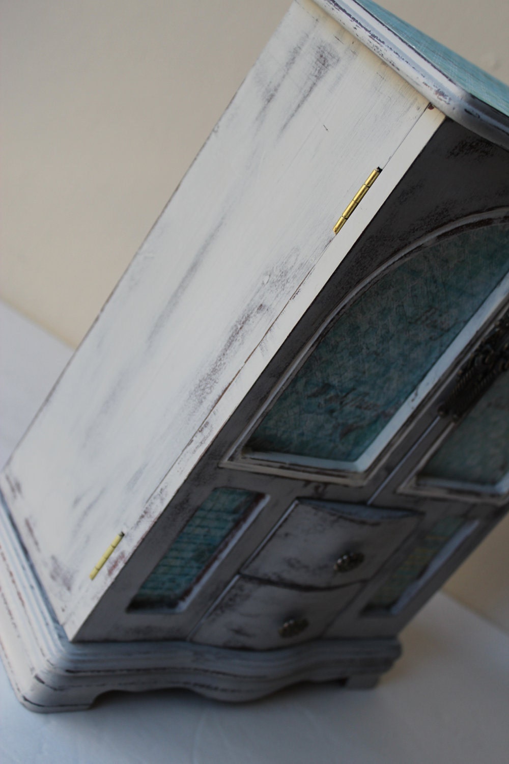 Large Hand Painted Paris Gray French Style Jewelry Box