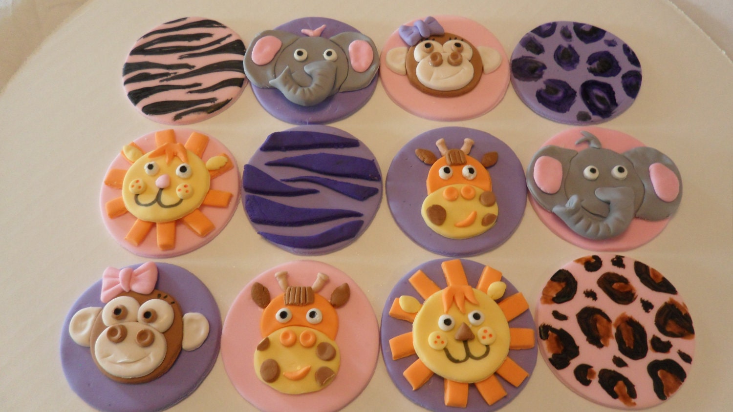 Jungle animals fondant cupcake toppers by kraftykakes on etsy