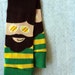 Baby Boy Leg Warmers - Novelty in Brown, Green and Yellow with a funny face and sunglasses