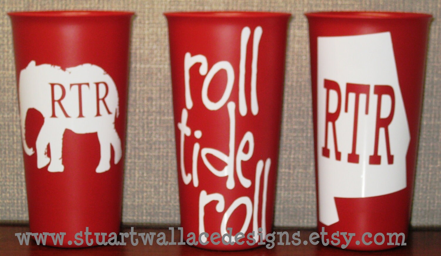 ALABAMA GAME DAY Cups Set of 2 by StuartWallaceDesigns on Etsy