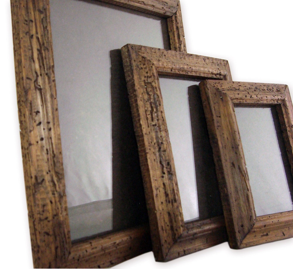 Set of 3 Rustic Frames made of natural wood