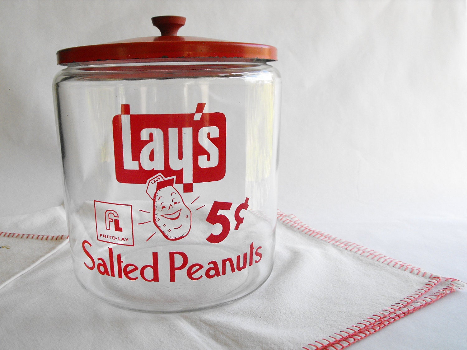 Vintage Cookie Jar Lay's Salted Peanut 5 cent display jar