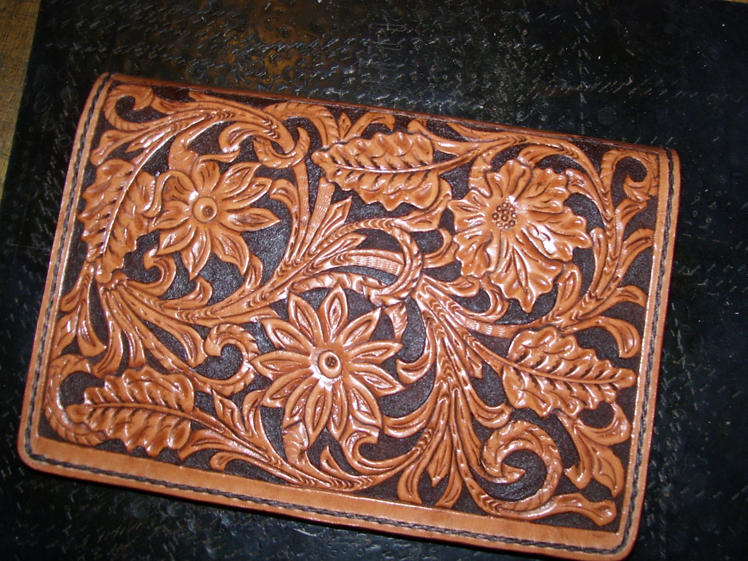 6 x 8.5 hand tooled leather day planner journal