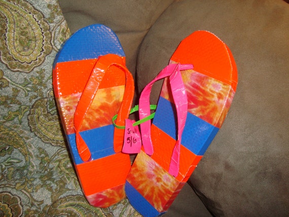 Items similar to Outrageous Duct Tape flip flops on Etsy