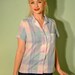 Pinup Plaid Blouse - Vintage Button Up for Rockabilly Gals in Pastels - Very 40s 50s 60s