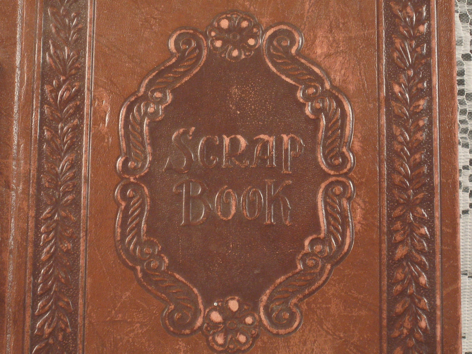 Really lovely VINTAGE Leather Bound Scrapbook Memory Book