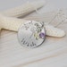 WISH... Inspirational Personalized hand stamped circle pendant gift. Authentic birthstone necklace. Amethyst and citrine gemstones pictured.