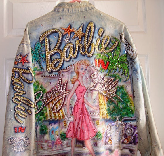 Barbie Rhinestone Jean Jacket by Tony Alamo Great Painting ON