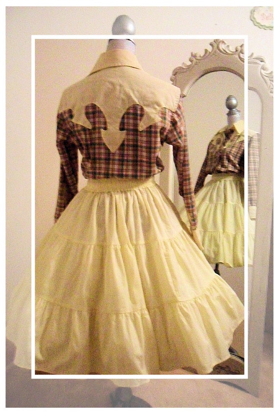Western Square Dance Costume RockabillyYellow and Brown