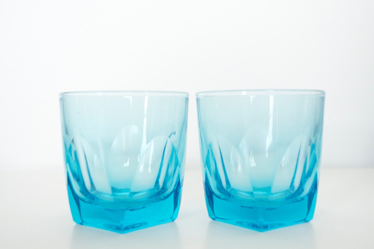 Vintage Blue Whisky Glasses Barware Set Of 4 By Scavengenius 6106