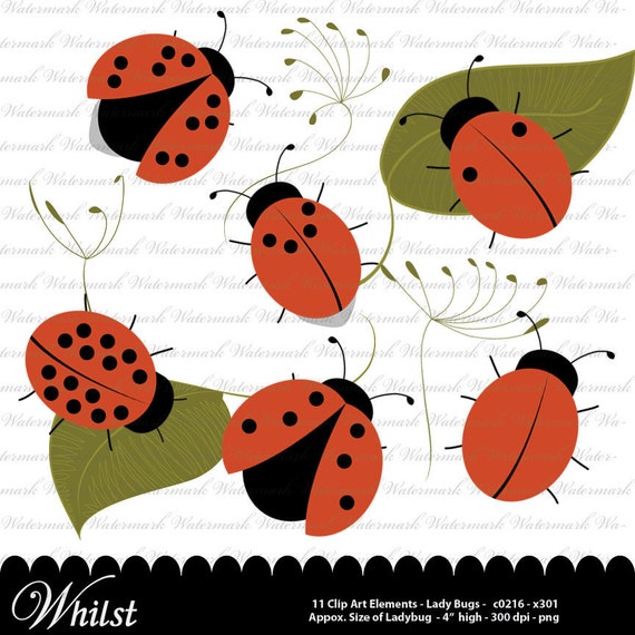 SALE clip art ladybug digital red and black bug clipart, garden theme : c0216 x301 Il_570xn
