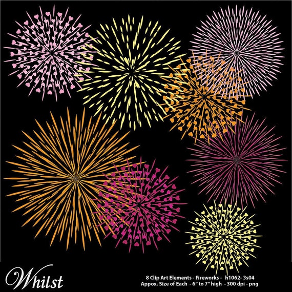 Fireworks clip art heart digital clipart valentine fireworks love clipart : h1062 3s04 Il_570xn