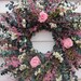 Dried Flower Wreath with Roses Pink Mixed Flowers