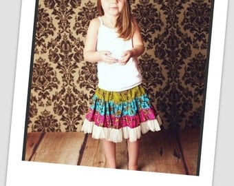 Sewing Pattern Skirt , INSTANT DOWNLOAD,Twirly Swirly Skirt with Head Band (pdf pattern)