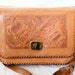 Vintage 70's Tooled Leather Aztec Saddle Handbag