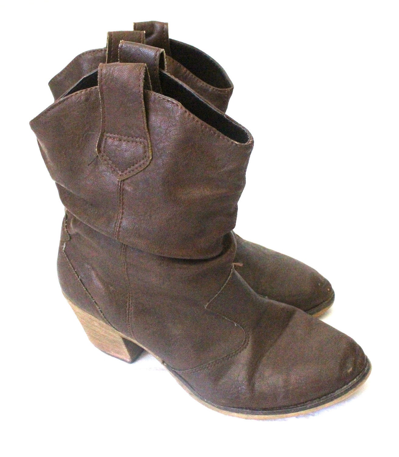 Vintage Chocolate Slouch Boots Sz 8.5