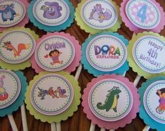 Dora The Explorer Cupcake Toppers-Dora Cupcake Toppers-Dora Birthday Decoration-Dora Party Decoration-Dora Cupcake Topper-Dora Party
