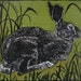 Rabbit in the Grass, woodcut