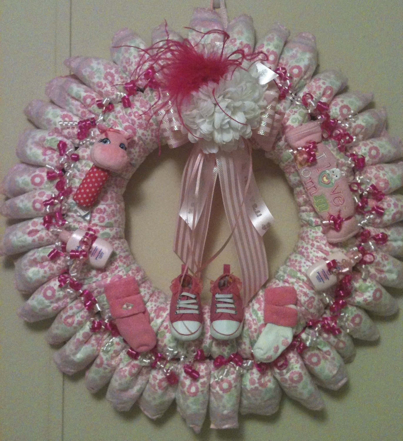 diapers ideas using baby for shower Girl Diaper Baby Wreath