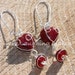 Heart Shape Red Agate Wire Earrings