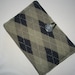 Recycled Padded Argyle Kindle Cover - Kindle Fire Case - Nook/ eReader Cover Case - Navy Blue - Gray