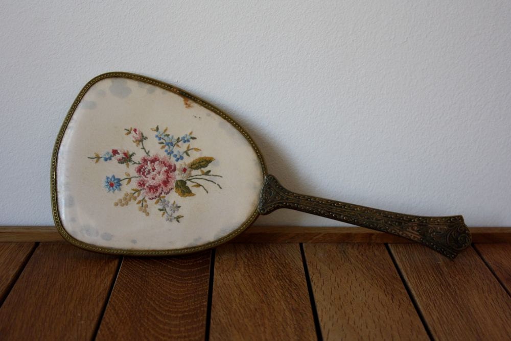 Vintage handheld mirror Vanity mirror Looking glass