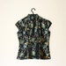 Vintage Asian Oriental Ethnic Print Black Silk Blouse