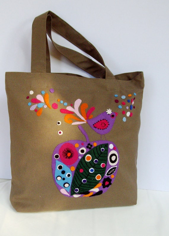 Unique cotton handmade tote handbag for the lady who loves