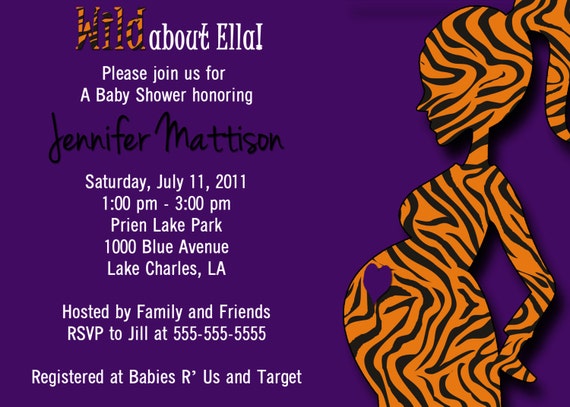 Baby Shower Digital Invitation - LSU Tigers - Boy or Girl, Mommy to be Shilouette Il_570xn