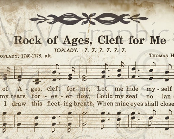 Download Items similar to Rock of Ages Sheet Music Christian Hymn ...