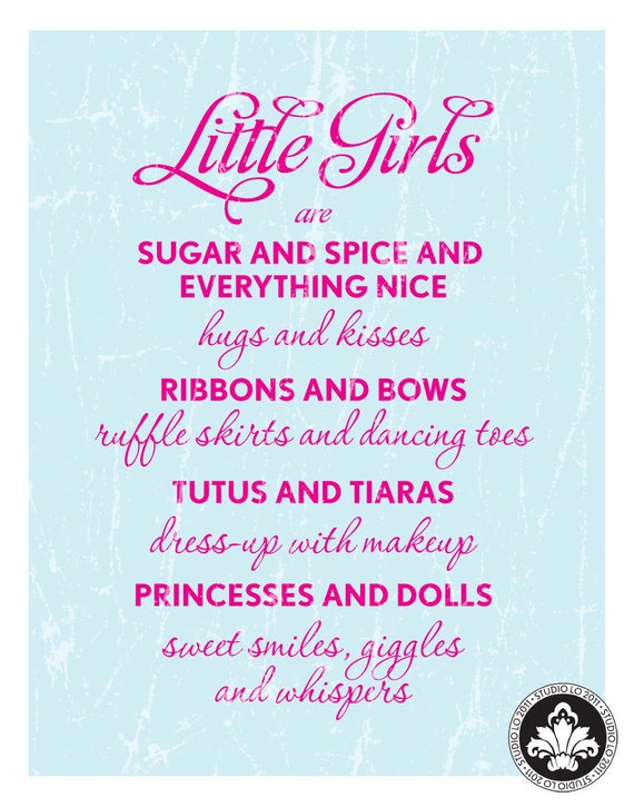 Items Similar To Little Girls Are Sugar And Spice Print Nursery Rhyme As Children s Art 11x14