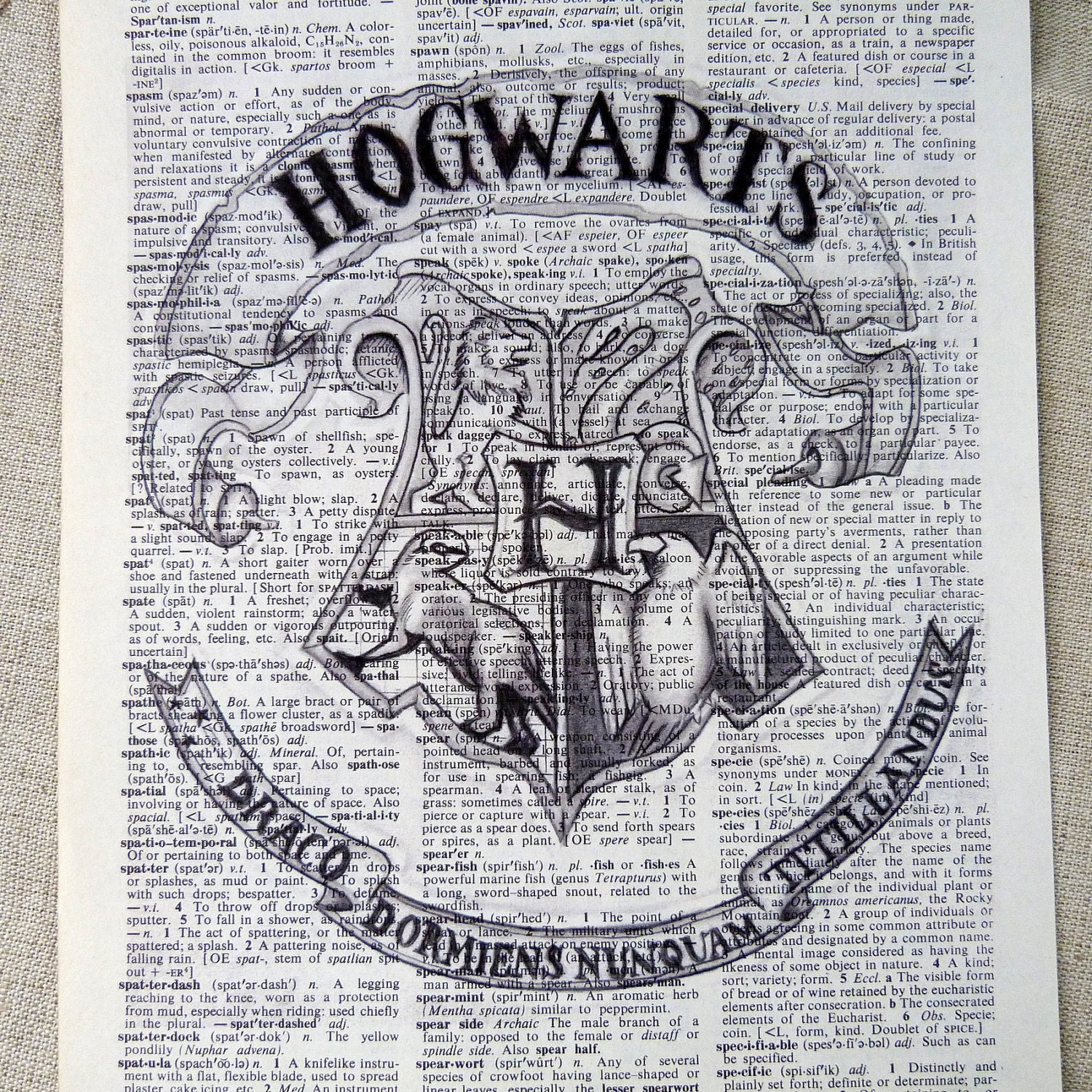 Dictionary Art Print Upcycled Vintage Paper Harry Potter