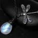 Moonstone Necklace, Dragonfly Necklace, AAAA Grade Rainbow Moonstone--Moonwings by Inkin on Etsy