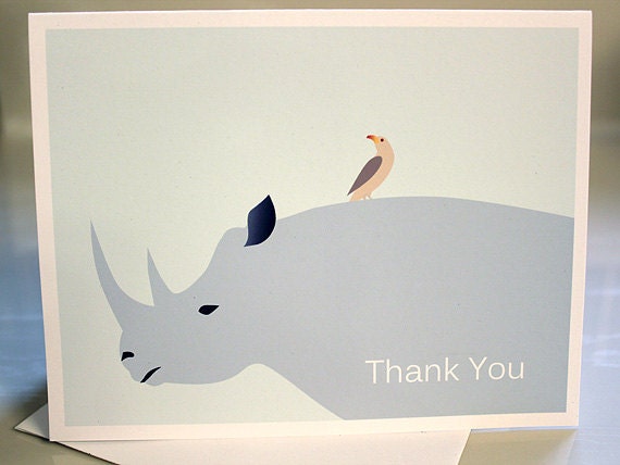 Animal Thank You Card Set Rhino Cards Eco Friendly