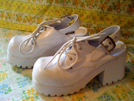 funky white shoes