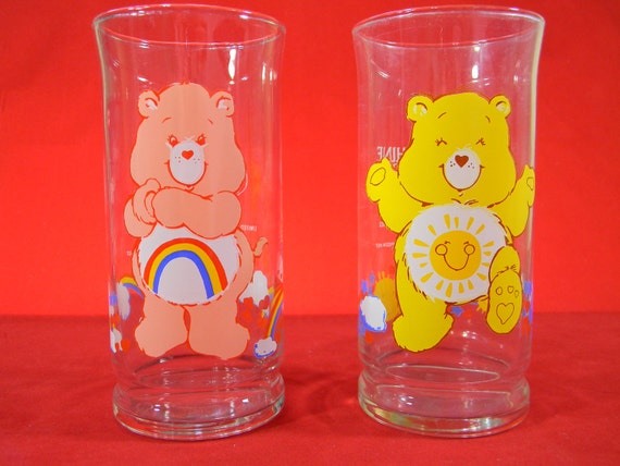 Care Bear Drinking Glass. Funshine Bear. Cheer by LillysLuckyPenny