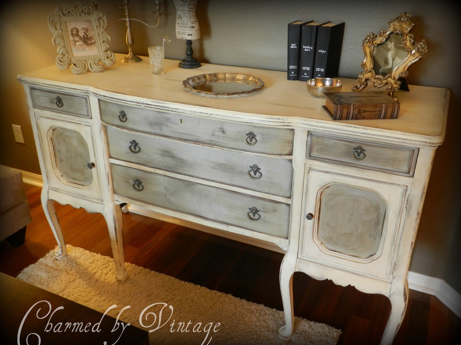 Antique Hand Painted Buffet Sideboard Reserved for Lisa