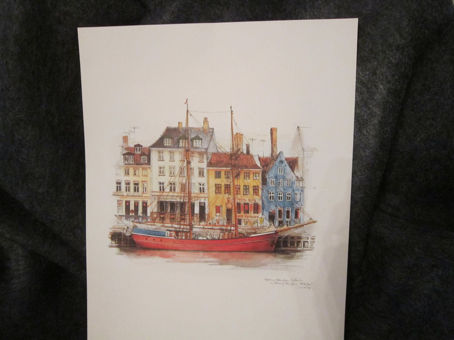 Four Danish Art Prints Mads Stage Copenhagen Watercolors