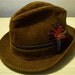 60s Vintage Corduroy Brimmed Mens Fedora Hat Size 7 Porkpie 50s Swing Mad Men