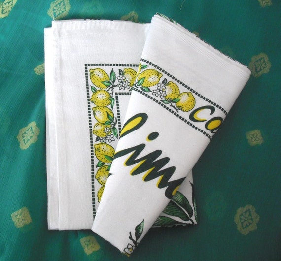 Vintage large cotton tea towel. Italian. Limoncello recipe