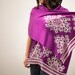 Purple Silk Shawl or Silk Scarf. Hand painted and handdyed Tribal Batik Silk Wrap - Purple Scarf - Handmade silk scarfs - Dyed Silk