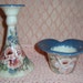 Reserved For Cathy 30% OFF Vintage Candle Holder, Heart Dish, Ceramic, Hand painted , Roses, Trinket Dish