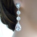 Wedding Earrings Bridal Earrings Clear White Long Teardrop Multi Round Cubic Zirconia Drops with White Gold Plated Teardrop CZ Post Earring