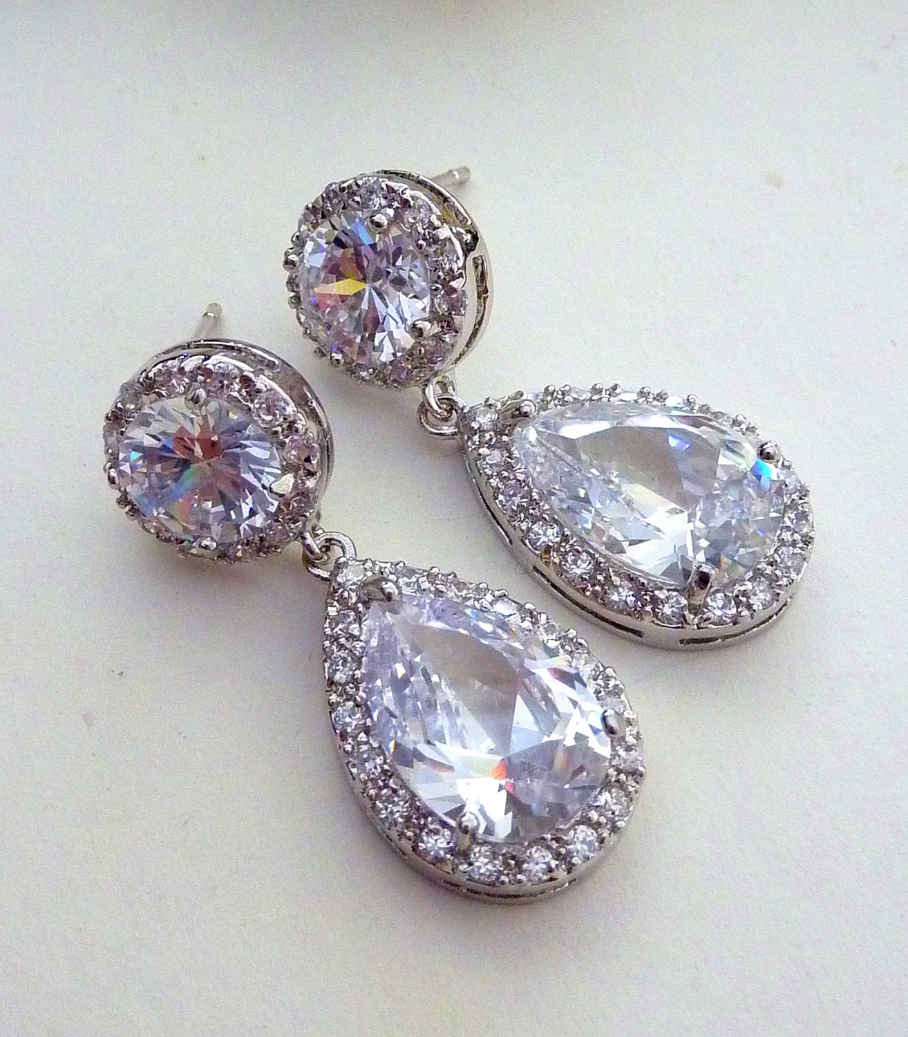 Wedding Bridal Earrings Kim Kardashian Inspired Halo White