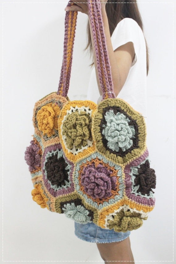 Hexagon Flower Crochet Bag